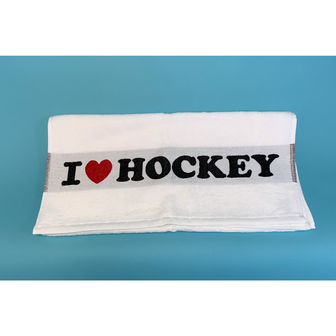 Handdoek I love hockey wit