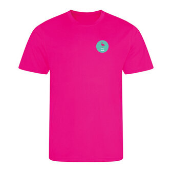 Technisch T-shirt Hyper Pink Flamingo Green