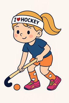 Hoofdband I love hockey wit kobalt roze