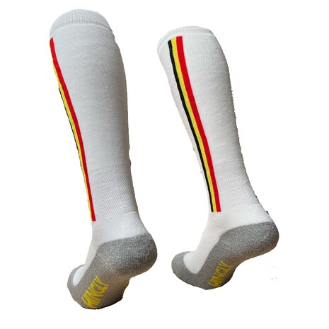 Hockeysokken Belgium 2 stripe White