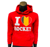 Hoodie Kids Rood I love Hockey Belgie