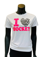 Sportshirt Kids I love Hockey Wit / Roze