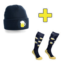 Combi pack beanie en wintersport sokken bier